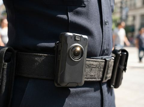 Close-up of a body camera and conducted energy device representing Axon Enterprise's hardware products.